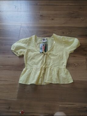 Live 4 Truth Yellow Peplum Tie-Front Blouse